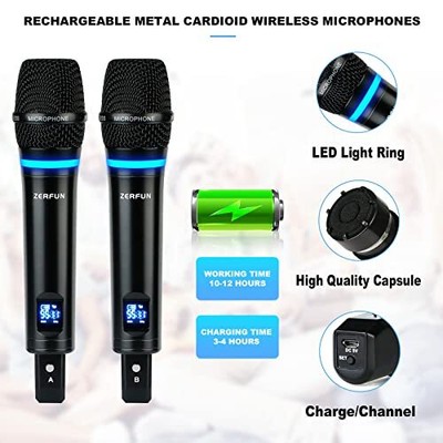 S9 UHF Wireless Mikrofon System – Wiederaufladbar, Mit Bluetooth, 2 Mikrofone, Für Karaoke, Meetings & Veranstaltungen