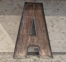 16  x12x2  Big Letter A Galvanized Metal Rustic Wood STAND or WALL MOUNT Decor