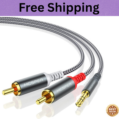 RCA to 3.5mm AUX Cable, (6.6 Feet) 3.5 mm 1/8 to RCA 2-Male Headphone Jack Adapt