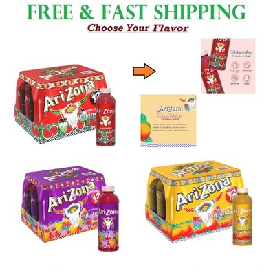 (Pack of 12) AriZona Fruit Punch - Fruit Juice Cocktail - 16 Oz(Select Flavor)