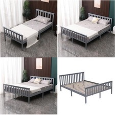WestWood Single Double King Wood Bed Solid Pine Frame Footboard Grey White