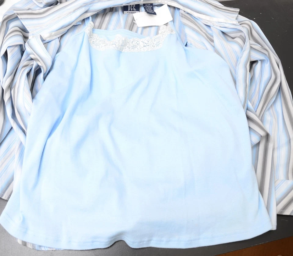 DCC 女式双炮弹力背心和拉链上衣条纹长袖衬衫加 22/24 — 第 3/4 张图片