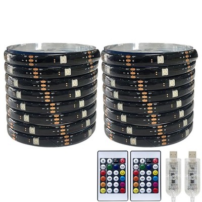 WS2812B RGB 5050SMD Two Sets 6.5FT Flexible Black PCB Full Color LED Strip Dr...