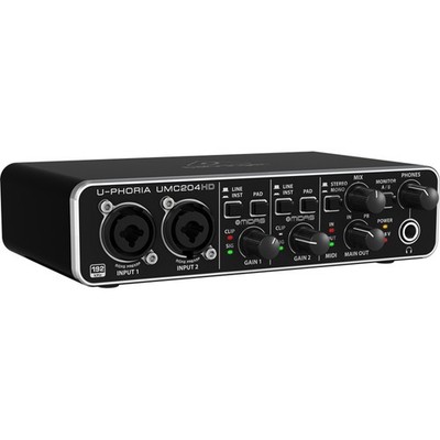 Behringer U-Phoria UMC204HD Audiophile 2x4 USB Audio/MIDI Interface with MIDAS M