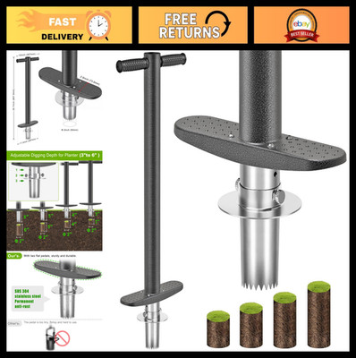 3-in-1 Sod Plugger & Bulb Planter Tool - Adjustable Depth, Stainless Steel, Ergo