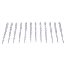 Christmas Icicle Ornaments Set 12 Pcs Clear Plastic Pendants with Hanging Cord