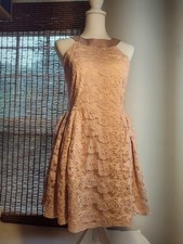 Women's Aeropostale Lined Lace Party Dress Buff Pink Size 6