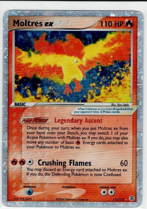 Moltres ex 115/112 - FireRed & Leaf Green - Ultra Rare Pokemon Card - Damaged