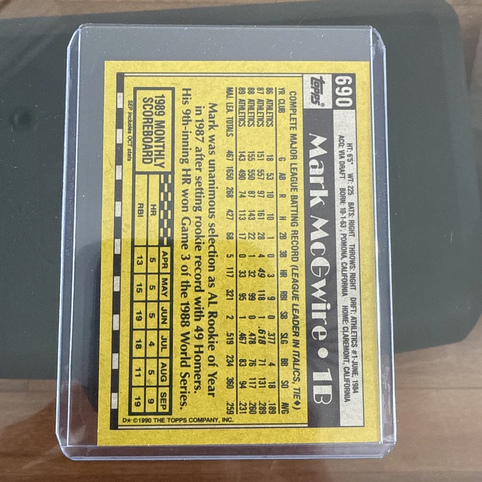 1990 Topps - Mark McGwire #690 карта ошибок Ghost People почти как новая - Изображение 2 из 4