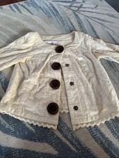 Kensie HUGE Button 3/4 Sleeve Blazer Cream Textured Med