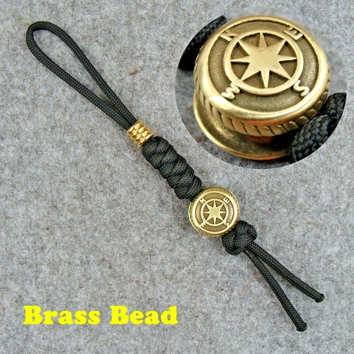 Hand weave Solid Brass " Compass " Lanyard Bead Knife Paracord Beads GH050