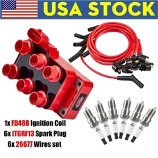 Ignition Coil+Spark Plug+Wire Set for Ford F150 E150 Ranger Mazda Mercury FD488