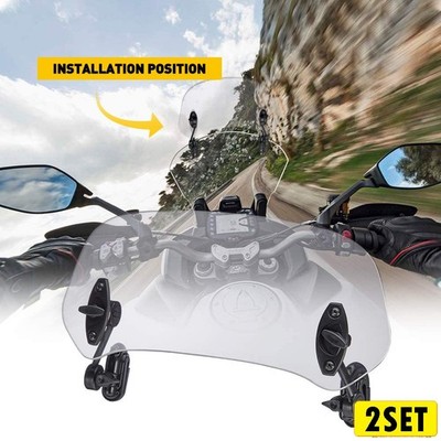 2Set Motorcycle Windshield Extension Spoiler Wind Deflector Transparent Univer