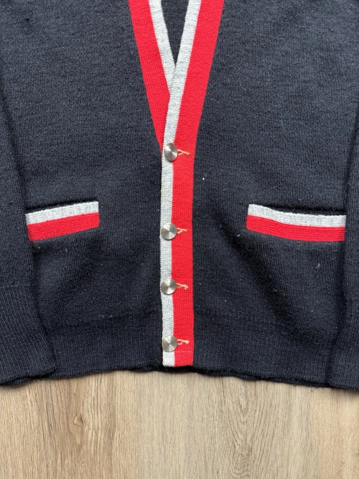Cárdigan suéter Richline Rockabilly vintage años 50 para hombre pequeño mezcla de lana negro Foto 3 de 4