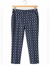 Liverpool Kelsey Navy White Geometric Ankle Pants 12/31 NWT Stretch Preppy