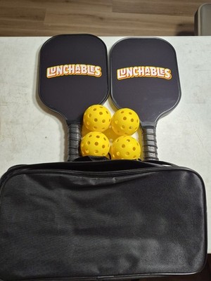 LUNCHABLES Pickleball Set, 2 Paddles, 4 Yellow Balls, Case