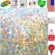 No-Glue Decorative Window Film - 17.5 x 78.7in Rainbow Pattern Static Cling Tint