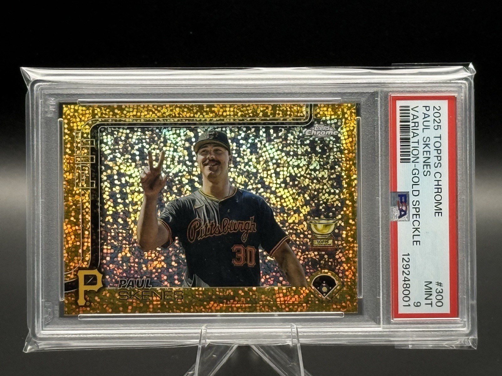 2025 Topps Chrome #300 Paul Skenes Variation-Gold Speckle /50 PSA 9 Pirates