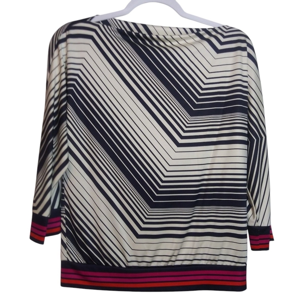 Trina Turk Womens Monteverde Striped Slinky Jersey Knit Blouse Size XS View 2