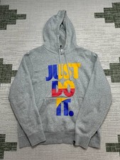 Nike Hoodie Mens Large Gray Cotton Just Do It Pullover Fleece