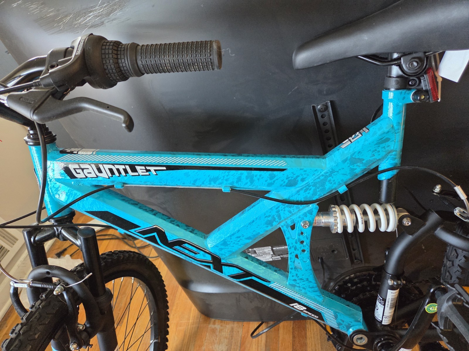 NEXT Gauntlet 24" Mountain Bike 18 Speed Full Suspension Blue Steel Kids