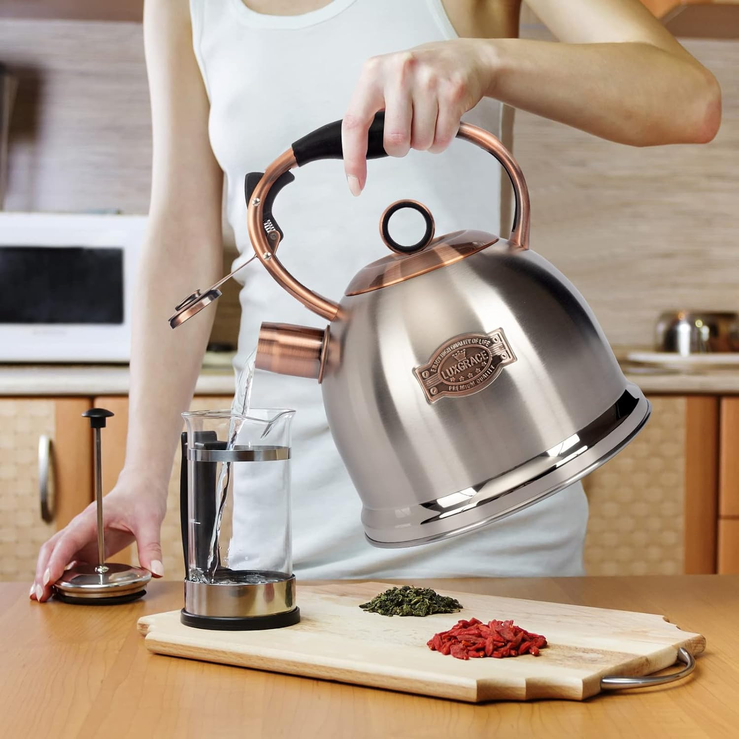 Whistling Stovetop Tea Kettle Food Grade Stainless Steel, Hot Water Fast to Boil