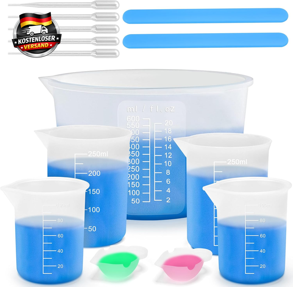 Messbecher Set 14Er Epoxidharz Silikonmixbecher 600Ml 250Ml 100Ml Inklusive RüHr-image