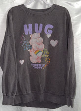 Care Bears Women's Oversized Graphic Sweatshirt Grey Size MEDIUM PRE LOVED