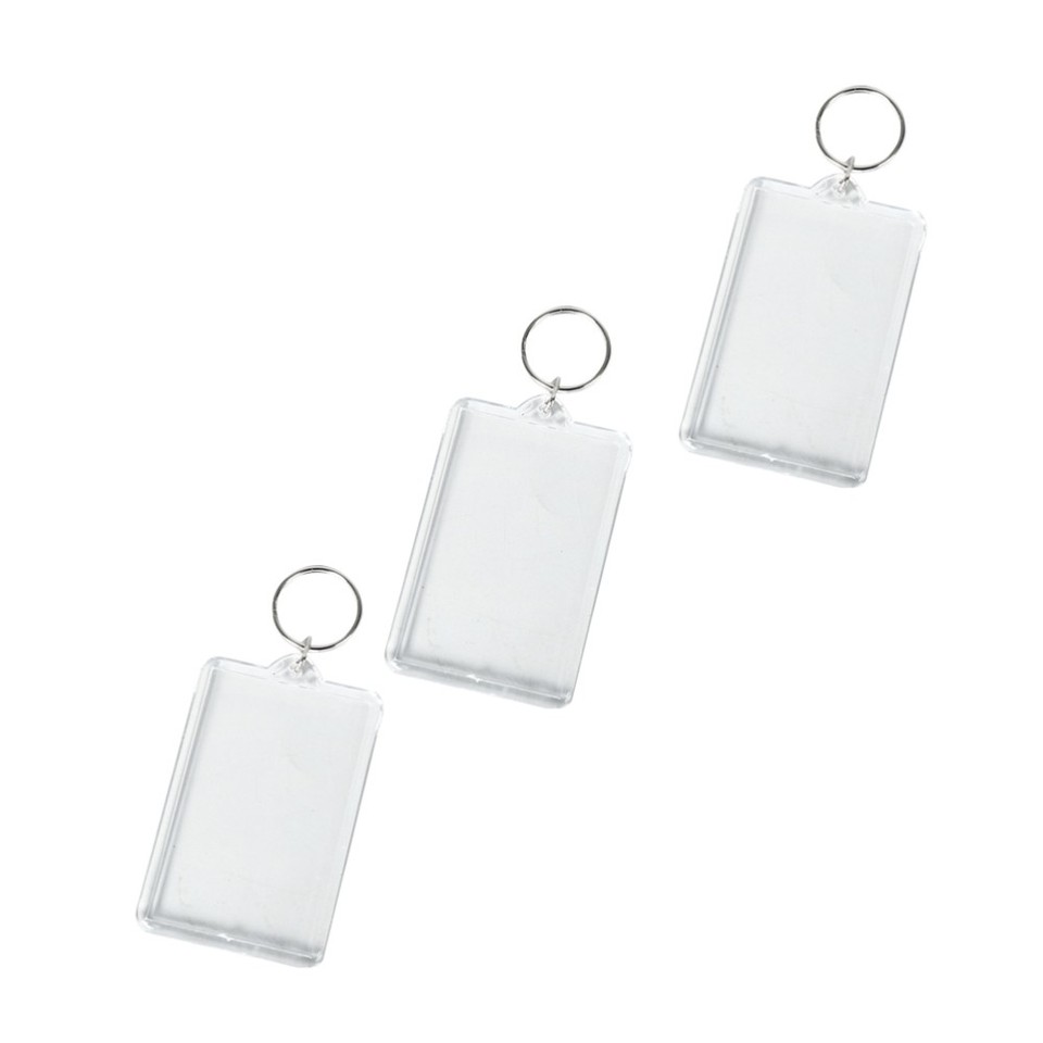 50 Pcs Photo Frame Key Chain Buckle Clear Keychain Blank Insert Keyring ...