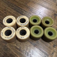 2 Sets 70 mm Longboard Wheels - 80a Hawgz, Unknown Green Wheels