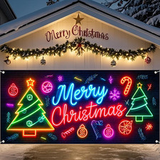 6x13ft Christmas Garage Door Banner Merry Christmas Polyester Outdoor Decor
