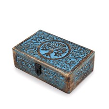 BHAVATU Wooden Jewelry Box, Tarot Celestial Home Decor, sky blue,gold