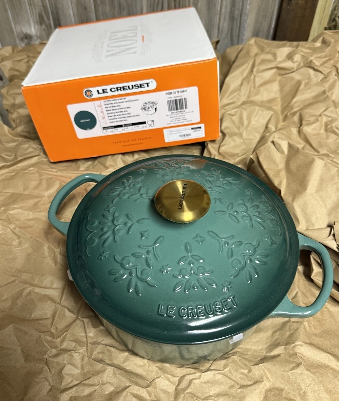 Le Creuset Noel Collection Cast Iron Holiday Tree Dutch Oven Artichaut New Box