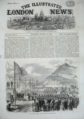 Original Old Antique Print 1869 Prince Arthur Quebec Canada Ship Mountains War
