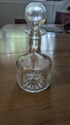 Vintage Scottish Game Birds Crystal Decanter Pheasant Partridge Capercaillie