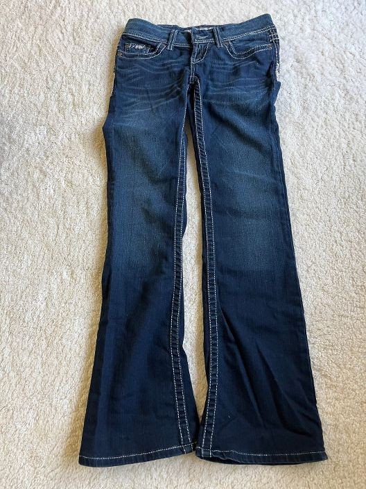 BKE Denim Starlite Stretch Low Rise Flare Leg Jeans Women's Size 25L