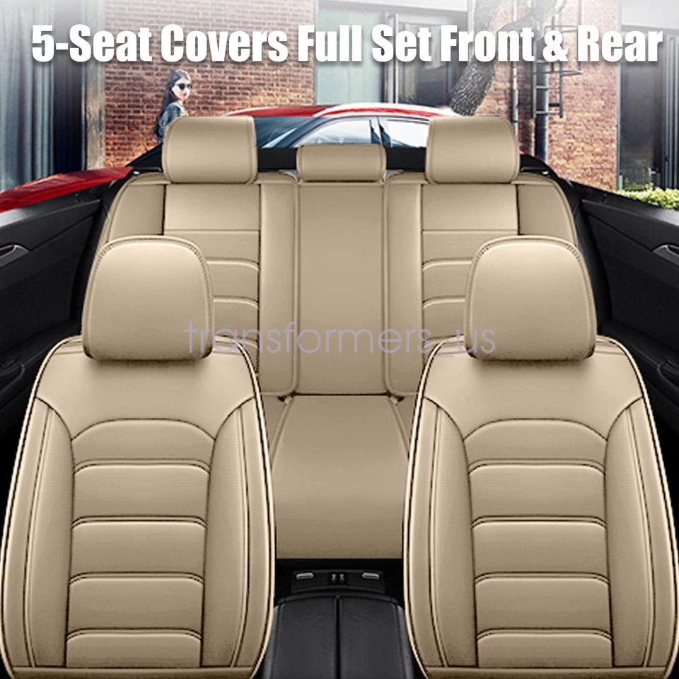 For Toyota Camry Car Seat Cover Full Set 5-Seats Leather Front + Rear Protectors Foto 4 de 4