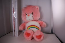 2004 Care Bears 13" CHEER BEAR Plush Pink Rainbow Plastic Heart Button Talks