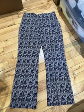 Needles Boot Cut Papillon Butterfly Poly Jacquard Pleated Pants Medium Blue