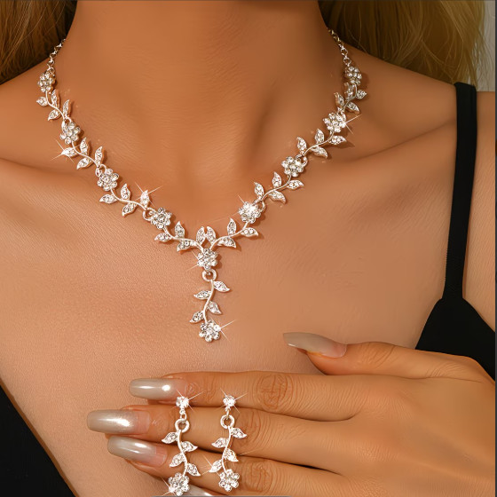 Elegant earring and necklace set - Bridal