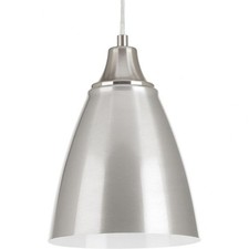 Pendant 1 Light Satin Aluminum/Painted White in Coastal style - 6.5 Inches wide
