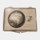 1997 American Silver Eagle 1 oz .999 Fine Silver Coin Toned In Case