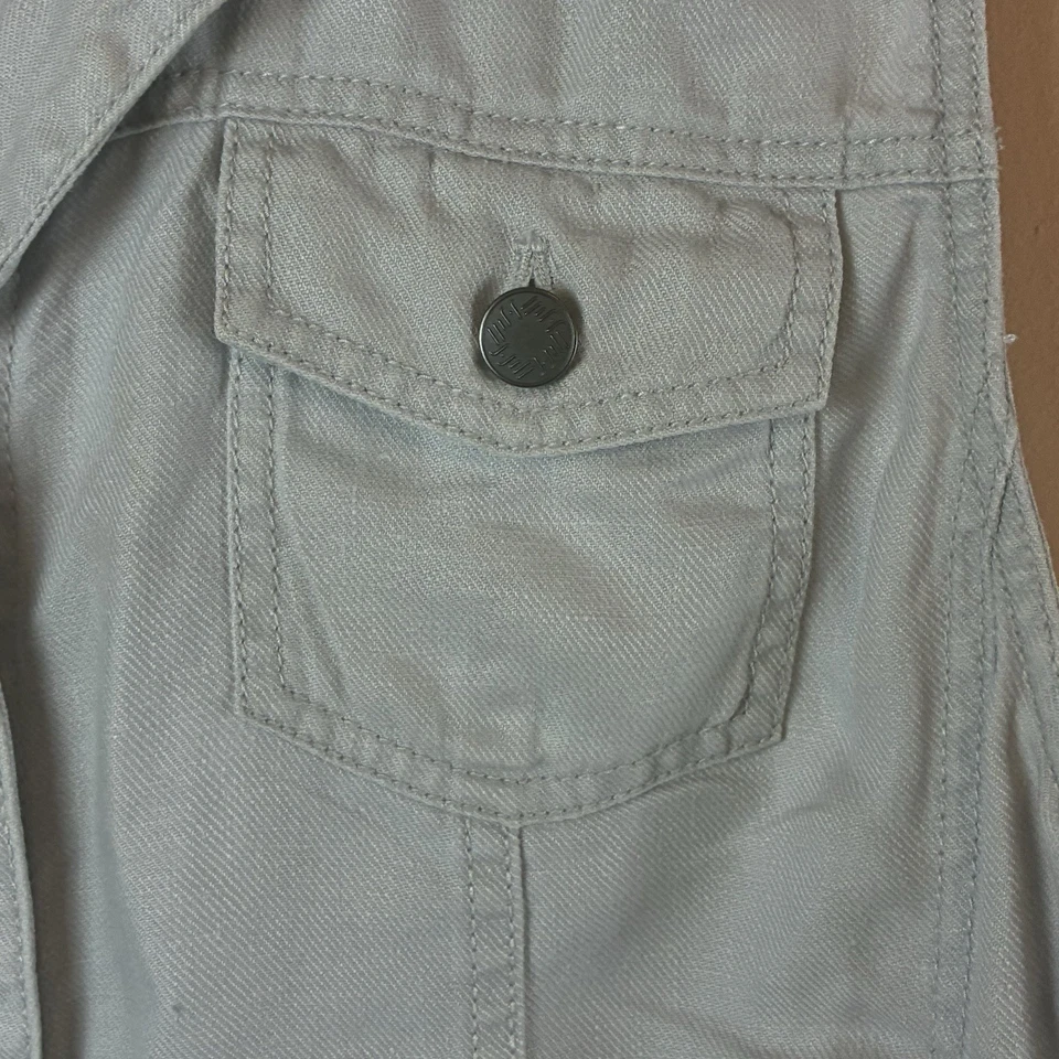 J. Jill 100% Linen Sleeveless Women’s Jacket Button Down Light Gray Size Large - Image 3 of 4