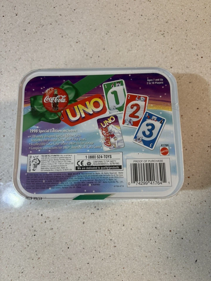 NRFB Vintage 1998 Special Edition Coca-Cola UNO Set Polar Bears Rare.  - Image 2 of 4