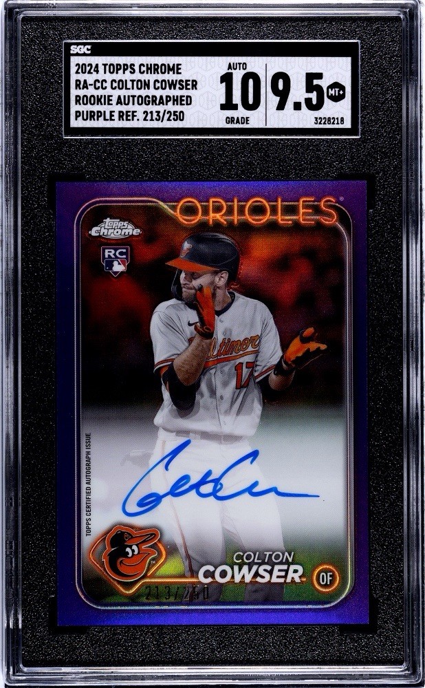 2024 Topps Chrome Rookie Auto Colton Cowser #RA-CC Purple Refractor /250 SGC 9.5