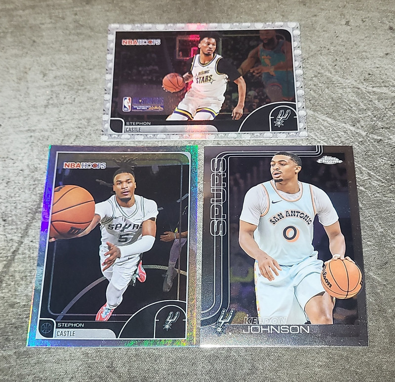 Topps Spurs NBA Card Lot (3) 2024-25 Stephon Castle Keldon Johnson Hoops