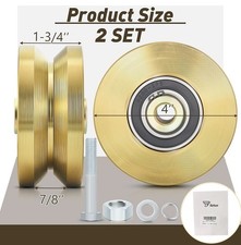 4" Heavy Duty Sliding Gate Rollers Wheels 2 Sets V Groove Slide Wheel Solid 4...