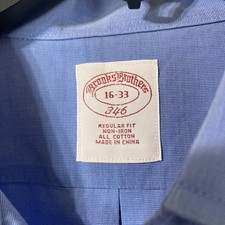 Brooks Brothers Dress Shirt Mens 16-33 Blue Non Iron Button Up Long Sleeve