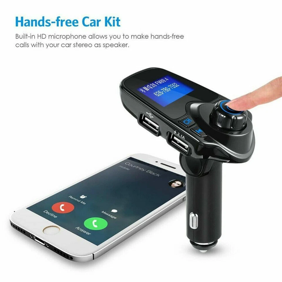 Bluetooth Car Kit MP3 Player FM Transmitter Wireless Radio Adapter USB Charger - Image 3 of 4