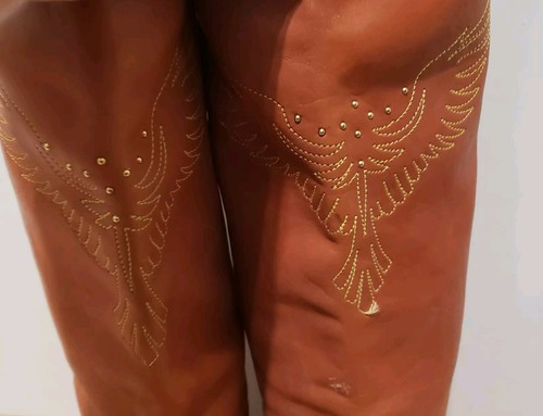 Vintage Campus Leather Eagle Embroidered Studd Boots Dingo Western Women’s Sz 8M - Picture 17 of 23